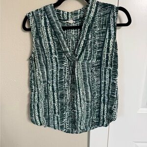 Halogen Teal and White Sleeveless Blouse